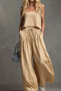 Square Neck Crop Top & Drawstring Pants Set