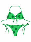 Mojito green - Polka dot tie side bikini