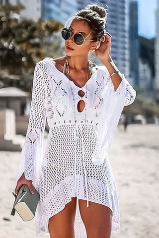 Long sleeve crochet cover up dress