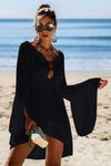 Long sleeve crochet cover up dress